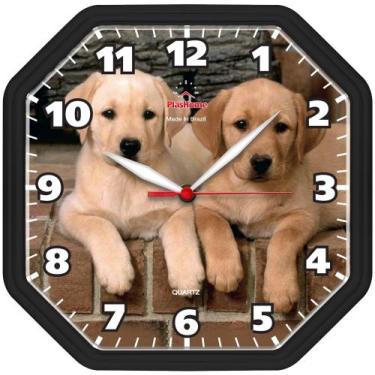Imagem de Relógio de Parede Gama Preto Cachorro Oitavado Plashome Cozinha Sala E