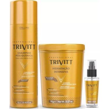 Imagem de Hidratação Trivitt 1kg +reparador De Pontas 30ml +shampoo 1l
