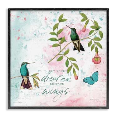 Imagem de Stupell Industries Let Your Dreams Be Wings Design de parede giclée emoldurado preto por Katie Pertiet, 17 x 17