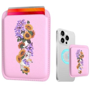 Imagem de loyogouve Carteira Magsafe, carteira de couro RFID com magnetismo mais forte, carteira magnética para iPhone 16/15/14/13/12 e Pro/Max, porta-cartão de crédito fino para meninas e mulheres., Girassol,