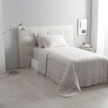 Imagem de Buddemeyer Kit Colcha Solteiro Cetim 300 Fios Damask Stripes 100% Algodão Penteado Bege 2 peças