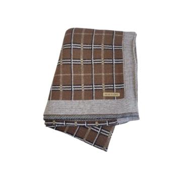 Imagem de Manta Saída De Maternidade Bebe Algodão Hipoalergênico Respirável 100% Algodão (xadrex marrom)