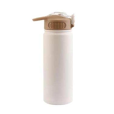 Imagem de Garrafa Térmica Squeeze 530ml, com Tampa Flip, Parede Dupla de Aço Inox, Livre de BPA, Para Academia, Ideal para Água - Branco e Rosa (Branca)