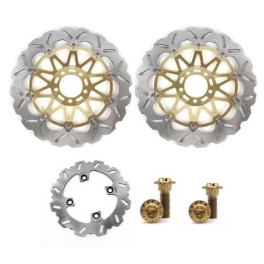 Imagem de Discos de freio dianteiros e traseiros flutuantes com parafusos de montagem para Kawasaki Ninja ZX12R ZX-12R 2000-2003, peças de acessórios de reposição de motocicleta