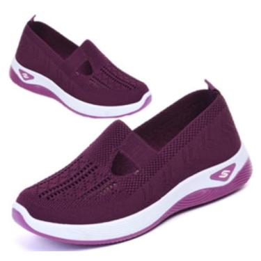 Imagem de Tênis ortopédico Feminino Roxo Confortável de Malha Respirável Ortopédico Suporte de Arco Macio com Recorte Macio TAM 36