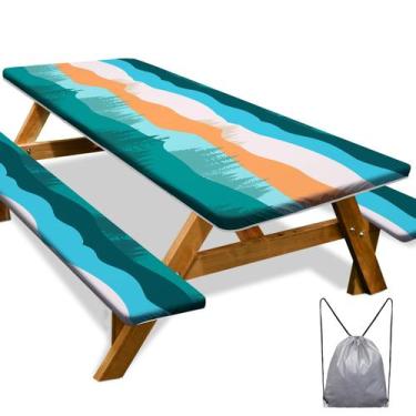 Imagem de Capa de mesa de piquenique com capas de banco Play Tailor Orange Blue