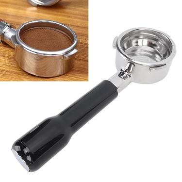 Imagem de Filtro portátil sem fundo de 58 mm, removível e fácil de limpar 58 mm sem fundo, cesto de filtro anexo 58 mm sem fundo, para máquina de café (preto)