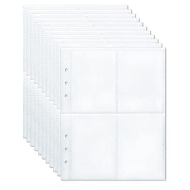Imagem de 400 bolsos para cartas colecionáveis, 50 peças, 6,3 x 9,4 cm, protetor de página frente e verso, com carregamento superior, serve para 6 anéis, fichário, folhas de cartão para cartões de tamanho