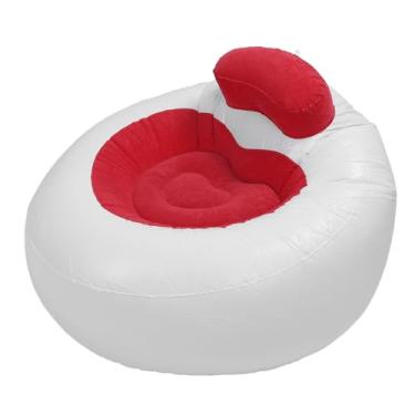 Imagem de Cadeira Inflável de Modelagem Cardíaca Amorosa, sofá Macio para Sala de Estar, Ao Ar Livre Com Design de Flocagem de PVC (vermelho)