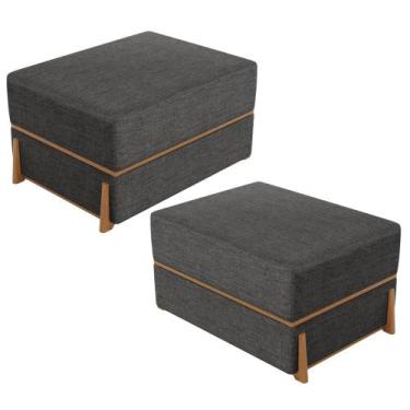 Imagem de Kit 02 Puffs Decorativo Retangular Para Sala de Estar Domus L02 Linho 