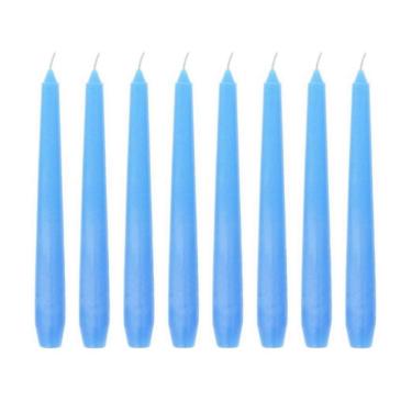 Imagem de Kit 10 Velas Castiçal Lisa 20 Cm Azul Candelabro Velitas