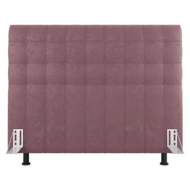 Imagem de Cabeceira Cama Box Casal Queen Size Dahlia 160Cm Com Frame Veludo Rosê - Abmaza