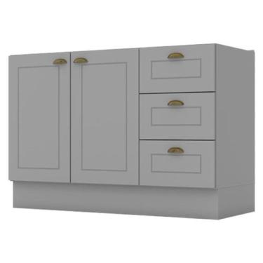 Imagem de Balcao Pia 2 Portas 3 Gavetas 120 cm C353 Americana Cinza Henn, Cinza