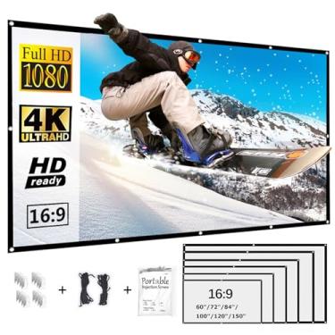 Imagem de Tela de projetor 254.0 cm, tela de projetor de filme 16:9 HD, tela de projeção dobrável, ao ar livre, filme, home theater, jogos, escritório vídeo projetor (136 pol, 1) (120 pol. 1)