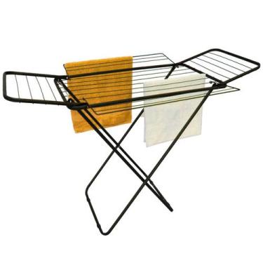 Imagem de Varal de Chão Tendedero Reforçado Aço Preto Não Enferruja 4 Abas 12kg 