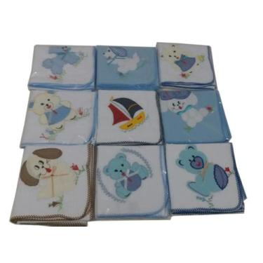 Imagem de Kit Enxoval Bebê Panos De Boca Fralda Cueiros Bordado Menino - Dugu