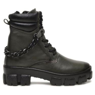 Imagem de Coturno Feminino FG em Couro com Corrente Lorena Preto - Design Único 