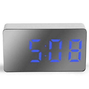 Imagem de Despertador Com Espelho LED Despertador Digital Mini Despertador Eletrônico Multifuncional para Quarto, Sala de Estar, Escritório, Mini Despertador Eletrônico Com Espelho LED