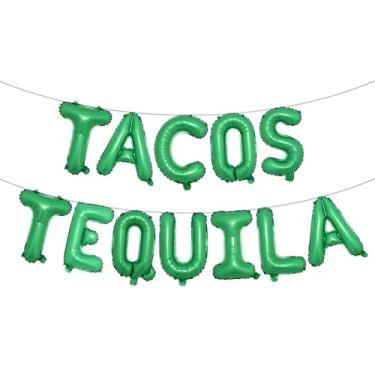 Imagem de Balão de tacos e tequila, faixa de taco multicolorida para festa de taco mexicana/terças-feiras de tacos/festa de tequila/festa/decorações de aniversário (TACOS TEQUILA Green)