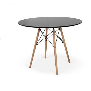 Imagem de Mesa Eiffel Preta 80cm Madeira Ideal Para Cozinha Sala De Jantar Ou Escritório