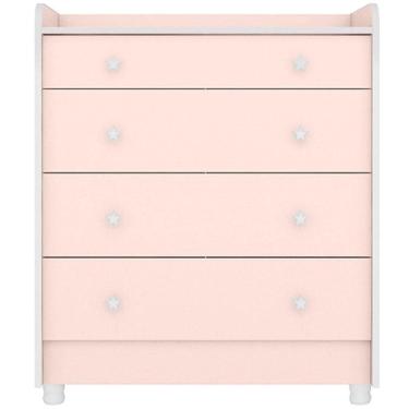Imagem de Cômoda Com Trocador Infantil 4 Gavetas E Pés Doce Mel Rosa Acetinado