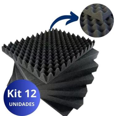 Imagem de Kit 12 Placas Espuma Isolante Absorção Acústica Profissional - Armazém