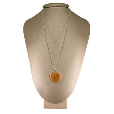 Imagem de Colar Prata 925 Cadeado Citrino Coração - P. Vecchio Joias
