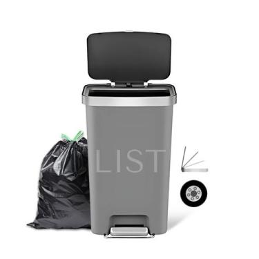 Imagem de Lixeira Pedal 45 Litros Lixeira De Plastico Com Rodinha - Members Mark