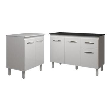 Imagem de Balcão Para Microondas Ou Forno Branco E Armário Aline 118 Cm Cozinha 