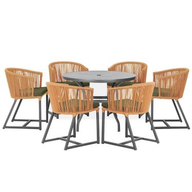 Imagem de Mesa com 6 Cadeiras de Jantar Roma 120cm e Noronha em Alumínio