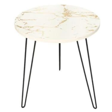 Imagem de Mesa De Centro em Madeira e Metal Retro Para Sala (Branco)