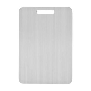 Imagem de Tábuas de corte de titânio para cozinha, tábua de corte de aço inoxidável dupla face para carnes, frutas, legumes, tábua de cortar com alça para preparação de refeições em casa, acampamento ao ar