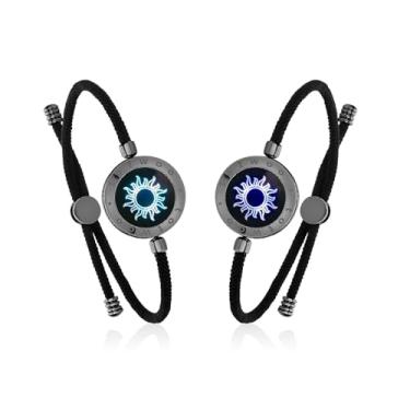 Imagem de TOTWOO Pulseiras de toque de longa distância para casais, pulseiras vibratórias e iluminadas para casais | Presentes de relacionamento de longa distância para namorada, joias de emparelhamento