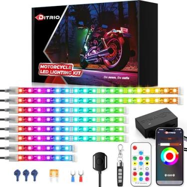 Imagem de Kit de iluminação LED RGB de 8 peças, aplicativo DITRIO e 2 controles remotos RF, efeitos Pixelglow luzes de motocicleta com seta de freio, zona dupla, 12 V à prova d'água para motocicletas, carrinhos