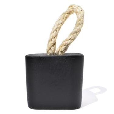 Imagem de Peso de Porta Decorativo Cubo 1,5Kg Concreto com Base Anti Risco(Preto Fosco)