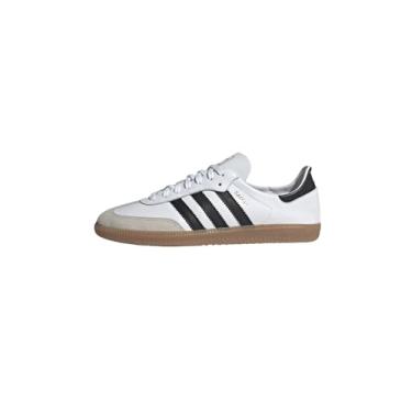 Imagem de adidas Tênis masculino casual de couro Samba Decon Original FTWWHT/CBLACK/GREONE (Reino Unido-40), branco, 42, Branco, 10 US