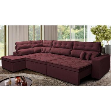 Imagem de Sofá de Canto Retrátil e Reclinável Esquerdo 3,00x2,36m Molas Cama inBox Espanha. Velusoft