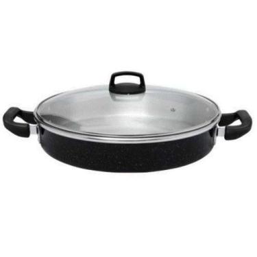 Imagem de Paellera Grande 40 Cm Profissional Com Tampa De Vidro Preta Pig Docesa