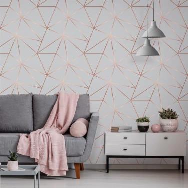 Imagem de Papel De Parede Autocolante Zara Grey Cinza Com Rose Gold - Inove Papé