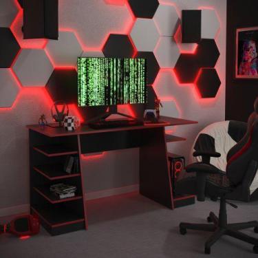 Imagem de Mesa Gamer Star Preto/Vermelho Humagui - Humagui Moveis