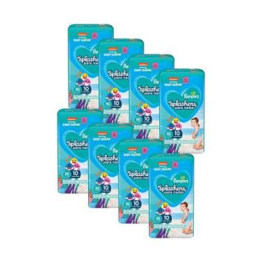 Imagem de Kit 8 Fraldas Pampers para Água Splashers Baby Shark XG com 10un cada