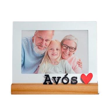 Imagem de Porta Retrato Avós 10x15cm, Moldura Decorativa em Metal e Madeira, branco, preto, vermelho, nogueira - GEGUTON