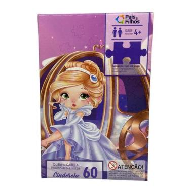 Imagem de Quebra Cabeça Princesa Cinderela 60 Peças Infantil Educativo Menina - 