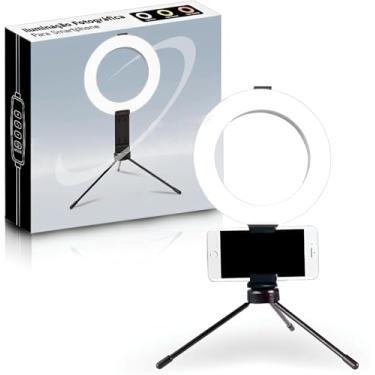Imagem de Ring Light 14cm LED p/Celular, Tripé Incluso, Luz Suave p/Fotos, Vídeos e Lives