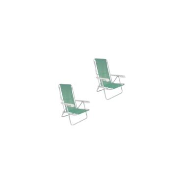 Imagem de Kit 2 Cadeiras Mor Alumínio 8 Posições Anis Dobrável Reclinável Praia Jardim Piscina Barraca e Acampamento Leve e Resistente