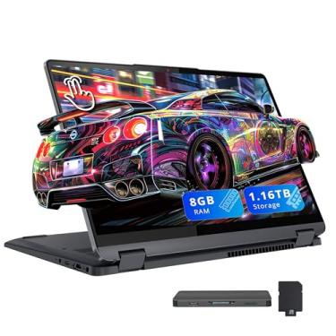 Imagem de Lenovo Notebook IdeaPad Flex 5i 35.6 cm WUXGA Touch 2 em 1, Intel i5-1235U, 8GB LPDDR4X, armazenamento de 1,16 TB (SSD de 1 TB + conjunto de estação de ancoragem de 160 GB), teclado retroiluminado