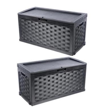 Imagem de Kit 2 Caixas Grande Organizadoras Bau Multiuso e Banco Plástico 2 pess