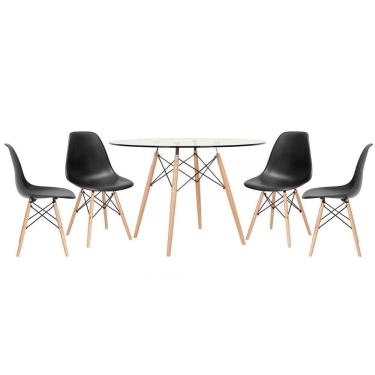 Imagem de Mesa Redonda Eames 120cm + 4 Cadeiras Preto Preto