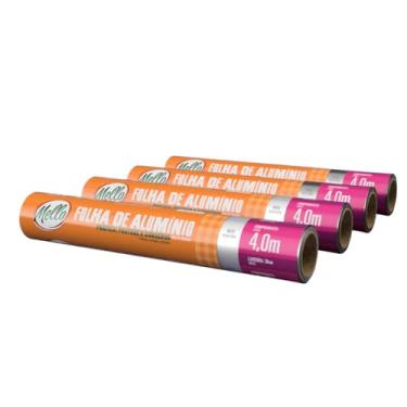 Imagem de 4 Rolos Folha de Papel Alumínio 30cm x 4m - Mello