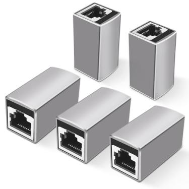 Imagem de MEIRIYFA Acoplador RJ45 de 10 Gbps, adaptador extensor fêmea para fêmea para adaptador de cabo Ethernet Cat8, Cat7, Cat6/6A, Cat5/5e, extensão de longa distância de 100 m, para modem roteador de PC